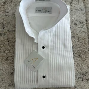 Neil Allyn Men's White Pleated Dress Shirt